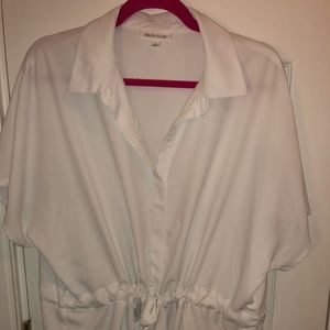 White Prologue cinched waist shirt